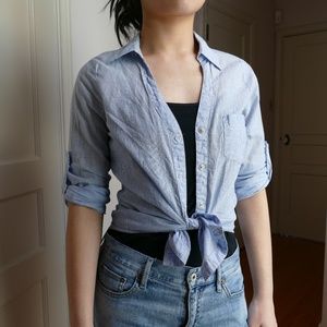 Blue Button-Up Blouse